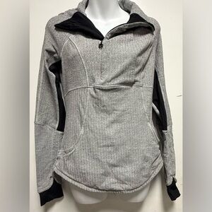 Lululemon base runner 1/2 off-center zip pockets black grey pattern